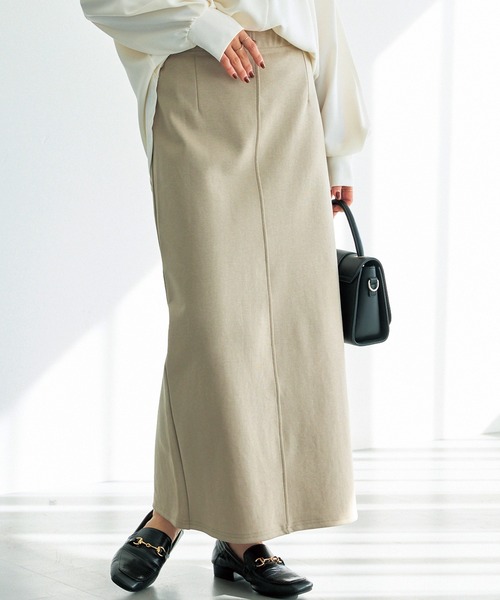 LAVEANGE（ラビアンジェ）の「ポンチナロースカート（スカート・レディース・ライトベージュ/ブラック・LL/M/4L/3L）」の2枚目の写真