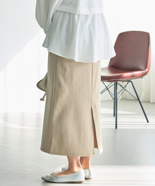 LAVEANGE（ラビアンジェ）の「ポンチナロースカート（スカート・レディース・ライトベージュ/ブラック・LL/M/4L/3L）」の6枚目の写真