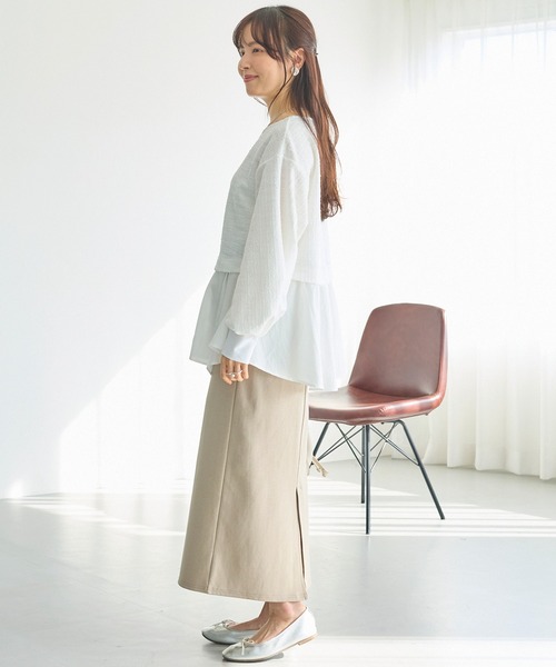 LAVEANGE（ラビアンジェ）の「ポンチナロースカート（スカート・レディース・ライトベージュ/ブラック・LL/M/4L/3L）」の12枚目の写真