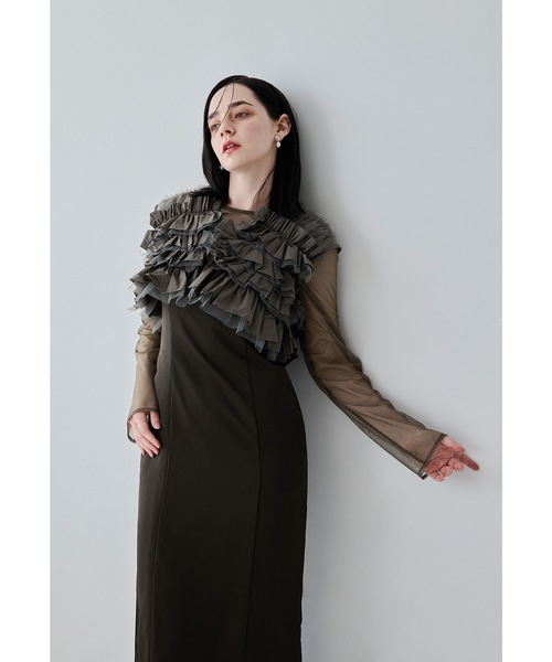 niana オケージョンワンピース タフタチュールベストセットドレス タフタチュールベストセットドレス 3点セット ボレロ ブラウス