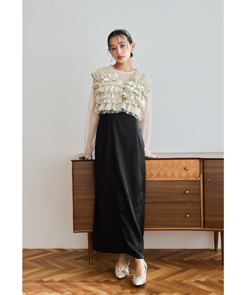 タフタチュールベストセットドレス 3点セット ボレロ ブラウス ワンピース タフタチュールベストセットドレス 3点セット ボレロ ブラウス