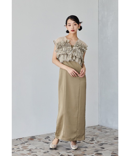 セール】タフタチュールベストセットドレス 3点セット ボレロ ブラウス