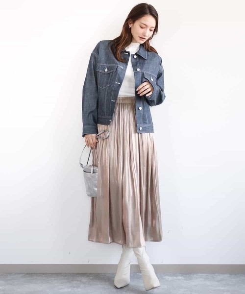 MK MICHEL KLEIN（エムケーミッシェルクラン）の「デニムライクジャケット（デニムジャケット・レディース・ネイビー・38）」の4枚目の写真