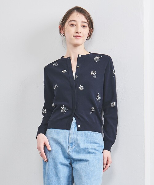 UNITED ARROWS（ユナイテッドアローズ）の「フラワー ビジュー カーディガン（カーディガン/ボレロ・レディース・ブラック/ライトブルー/ネイビー・FREE）」の5枚目の写真