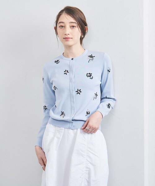UNITED ARROWS（ユナイテッドアローズ）の「フラワー ビジュー カーディガン（カーディガン/ボレロ・レディース・ブラック/ライトブルー/ネイビー・FREE）」の7枚目の写真