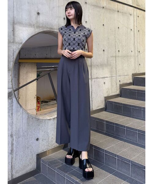 MURUA(ムルーア)の「ジオメトリックニットタンク(タンクトップ・レディース・グレー/ブラック/ベージュ・FREE)」の17枚目の写真