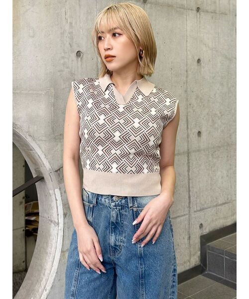 MURUA（ムルーア）の「ジオメトリックニットタンク（タンクトップ