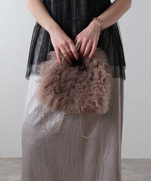 pium チュールフリルバッグ　黒 チュールフリルバッグ – pium