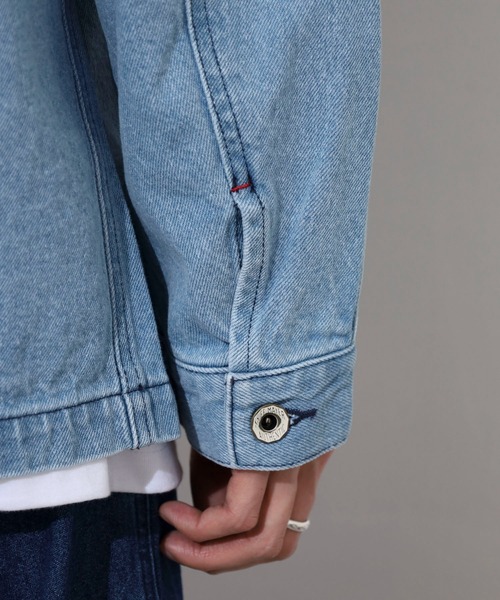 KRIFF MAYER（クリフメイヤー）の「KRIFF MAYER colorless coveralls / ノーカラーカバーオール unisex（デニムジャケット・メンズ・ダークブルー/ライトブルー・XL/L/M）」の13枚目の写真