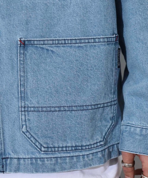 KRIFF MAYER（クリフメイヤー）の「KRIFF MAYER colorless coveralls / ノーカラーカバーオール unisex（デニムジャケット・メンズ・ダークブルー/ライトブルー・XL/L/M）」の11枚目の写真