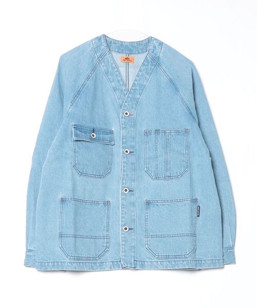 KRIFF MAYER（クリフメイヤー）の「KRIFF MAYER colorless coveralls / ノーカラーカバーオール unisex（デニムジャケット・メンズ・ダークブルー/ライトブルー・XL/L/M）」の14枚目の写真