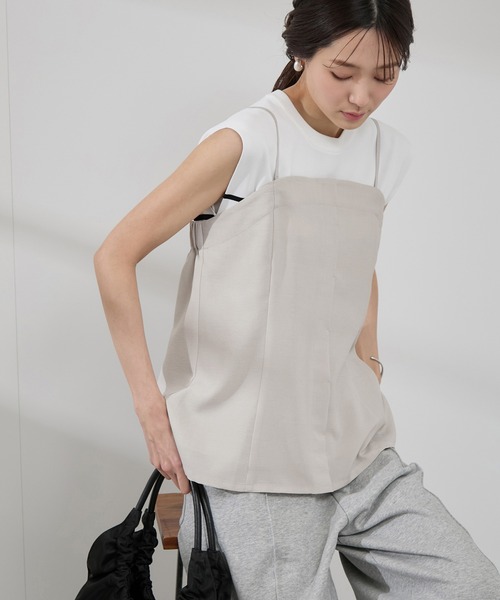 ROPE' PICNIC（ロペピクニック）の「【吸水速乾・防シワ】エフォートレスリラックスビスチェ（キャミソール・レディース・ベージュ/チャコールグレー/ライトグレー・38）」の3枚目の写真