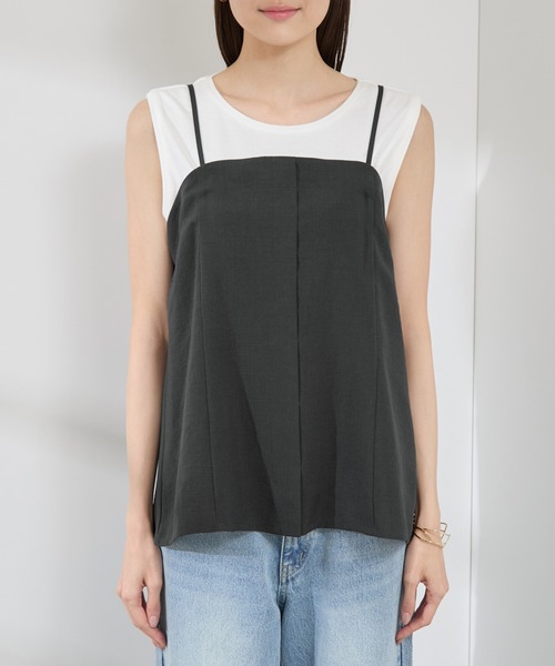 ROPE' PICNIC（ロペピクニック）の「【吸水速乾・防シワ】エフォートレスリラックスビスチェ（キャミソール・レディース・ベージュ/チャコールグレー/ライトグレー・38）」の14枚目の写真