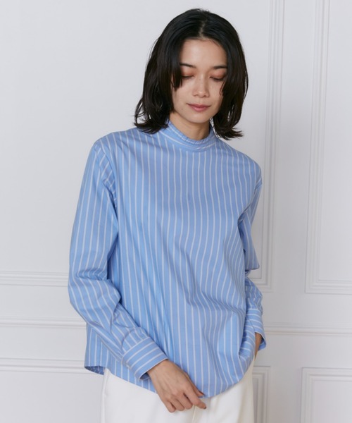 INED(イネド)の「プリーツカラーブラウス(シャツ/ブラウス・レディース・オフホワイト/ストライプ・7号/9号)」の16枚目の写真