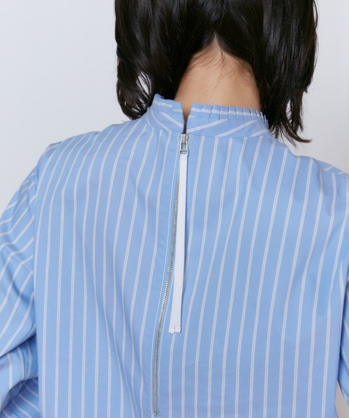 INED(イネド)の「プリーツカラーブラウス(シャツ/ブラウス・レディース・オフホワイト/ストライプ・7号/9号)」の20枚目の写真