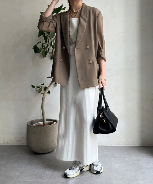 DouDou（ドゥドゥ）の「リブニットタイトスカート（スカート・レディース・オレンジ/アイボリー/グレイッシュベージュ/ブラック・FREE）」の11枚目の写真