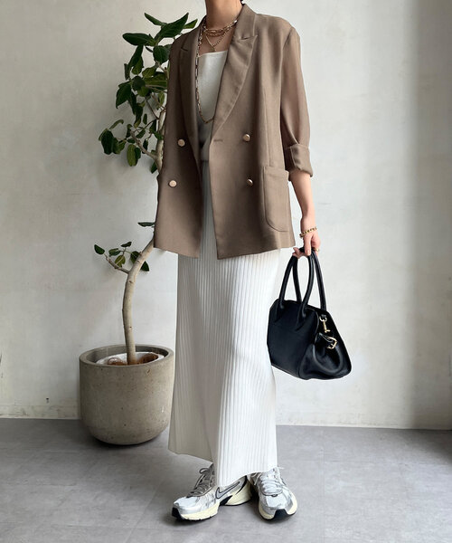 DouDou（ドゥドゥ）の「リブニットタイトスカート（スカート・レディース・オレンジ/アイボリー/グレイッシュベージュ/ブラック・FREE）」の9枚目の写真