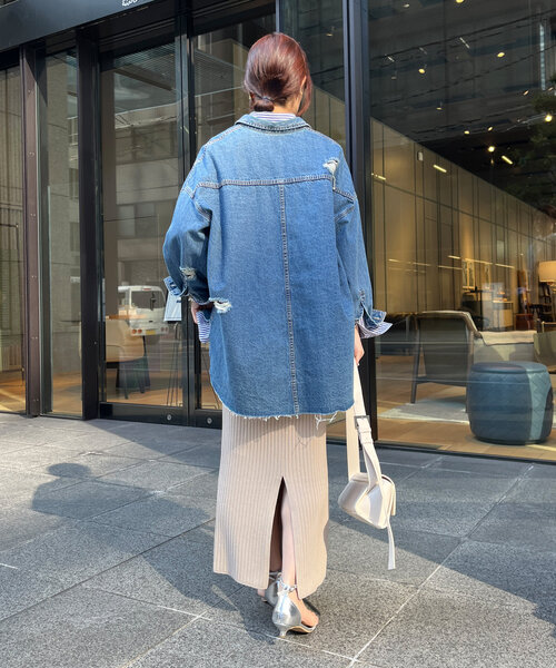 DouDou（ドゥドゥ）の「リブニットタイトスカート（スカート・レディース・オレンジ/アイボリー/グレイッシュベージュ/ブラック・FREE）」の19枚目の写真