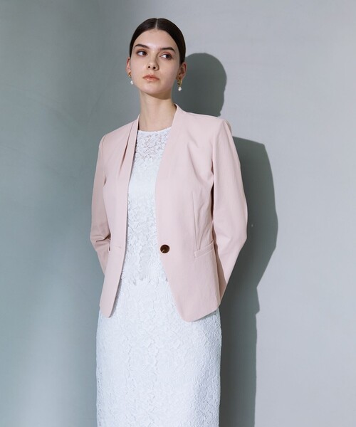 EPOCA（エポカ）の「ドライオックス Vネックノーカラージャケット（ノーカラージャケット・レディース・ブラック/ピンク系その他2/ホワイト・38/40/42）」の5枚目の写真