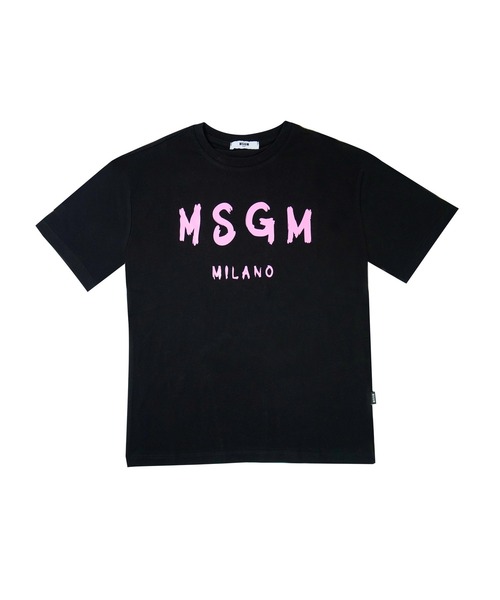 MSGM KIDS（エムエスジーエムキッズ）の「MSGM KIDS ブラッシュロゴTシャツ（Tシャツ/カットソー・キッズ・ベージュ/ブラック×ピンク/ターコイズブルー/ホワイト/ピンク/ブラック・12/14/10/4/8）」の4枚目の写真