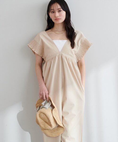 セール】綿麻シャーリング袖サロペ（その他パンツ）｜natural