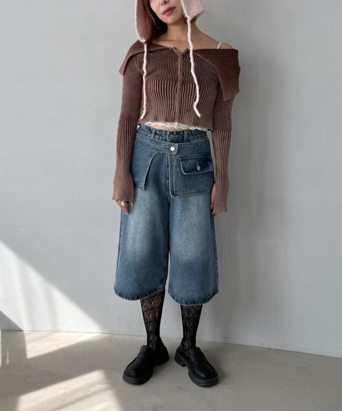 SANSeLF（サンセルフ）の「【SANSeLF】 オフショルダー ニットトップス ジップアップ スリットスリーブ sanw25a028（その他トップス・レディース・ブラウン/カーキ/ブラック・FREE）」の4枚目の写真