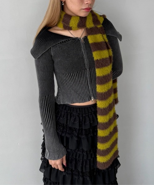 SANSeLF（サンセルフ）の「【SANSeLF】 オフショルダー ニットトップス ジップアップ スリットスリーブ sanw25a028（その他トップス・レディース・ブラウン/カーキ/ブラック・FREE）」の10枚目の写真