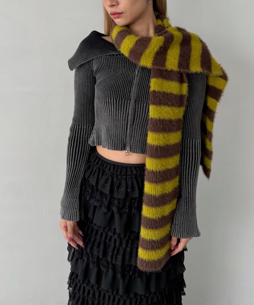 SANSeLF（サンセルフ）の「【SANSeLF】 オフショルダー ニットトップス ジップアップ スリットスリーブ sanw25a028（その他トップス・レディース・ブラウン/カーキ/ブラック・FREE）」の13枚目の写真