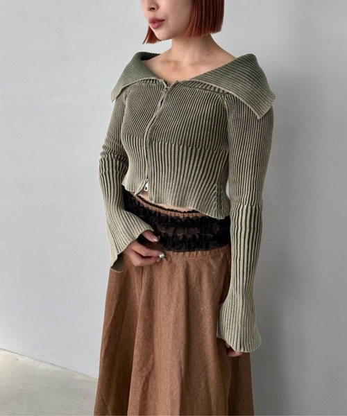 SANSeLF（サンセルフ）の「【SANSeLF】 オフショルダー ニットトップス ジップアップ スリットスリーブ sanw25a028（その他トップス・レディース・ブラウン/カーキ/ブラック・FREE）」の18枚目の写真