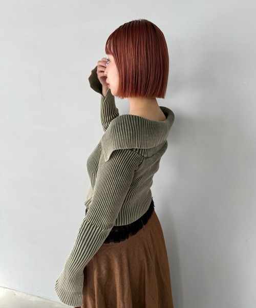 SANSeLF（サンセルフ）の「【SANSeLF】 オフショルダー ニットトップス ジップアップ スリットスリーブ sanw25a028（その他トップス・レディース・ブラウン/カーキ/ブラック・FREE）」の20枚目の写真