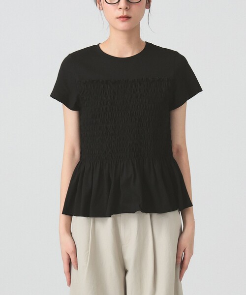 Ray BEAMS（レイビームス）の「シャーリング キリカエ Tシャツ（Tシャツ/カットソー・レディース・ホワイト/ブラック・ONE SIZE）」の10枚目の写真