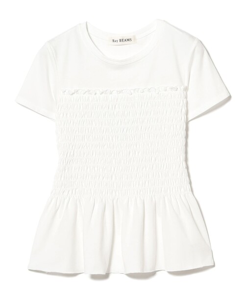 Ray BEAMS（レイビームス）の「シャーリング キリカエ Tシャツ（Tシャツ/カットソー・レディース・ホワイト/ブラック・ONE SIZE）」の16枚目の写真