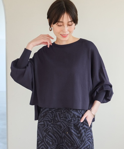 Elura（エルーラ）の「サラサラタッチショートプルオーバー/320161（ニット/セーター・レディース・ダークネイビー/ネイビー/ブルー/オフホワイト/オレンジ/イエロー・FREE）」の2枚目の写真