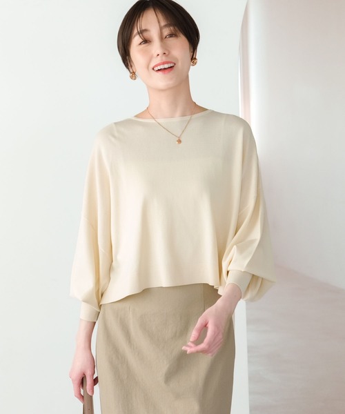 Elura（エルーラ）の「サラサラタッチショートプルオーバー/320161（ニット/セーター・レディース・ダークネイビー/ネイビー/ブルー/オフホワイト/オレンジ/イエロー・FREE）」の13枚目の写真