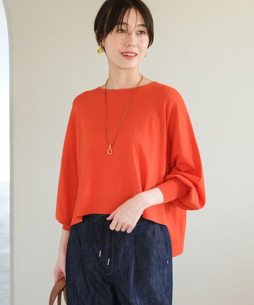 Elura（エルーラ）の「サラサラタッチショートプルオーバー/320161（ニット/セーター・レディース・ダークネイビー/ネイビー/ブルー/オフホワイト/オレンジ/イエロー・FREE）」の10枚目の写真