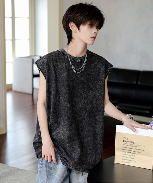 neos（ネオス）の「【neos】ルーズシルエット ピグメント加工 ビンテージライク ユーズド風 ノースリーブ タンクトップ（タンクトップ・メンズ・ブラック/ベージュ・X-LARGE/LARGE/MEDIUM）」の13枚目の写真