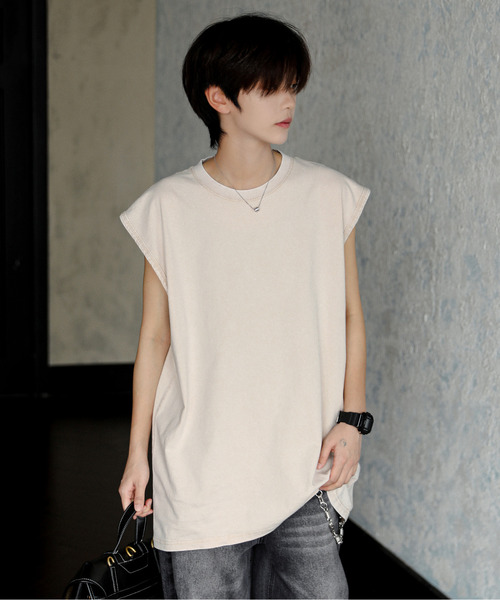 neos（ネオス）の「【neos】ルーズシルエット ピグメント加工 ビンテージライク ユーズド風 ノースリーブ タンクトップ（タンクトップ・メンズ・ブラック/ベージュ・X-LARGE/LARGE/MEDIUM）」の6枚目の写真