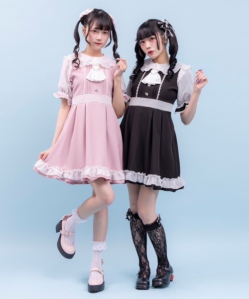 DearMyLove(ディアマイラブ)の「ハートドットスカーフワンピース(ワンピース・レディース・ベビーピンク/ブラック×ホワイト/ブルーグレー・MEDIUM/LARGE/LL/3L)」の4枚目の写真