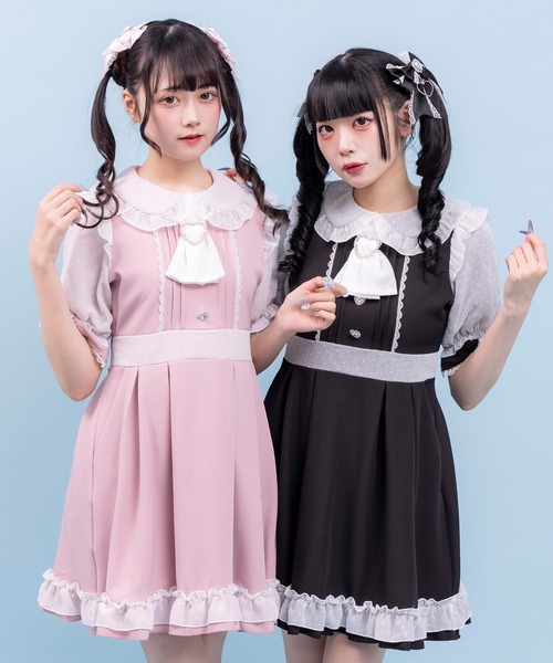 DearMyLove(ディアマイラブ)の「ハートドットスカーフワンピース(ワンピース・レディース・ベビーピンク/ブラック×ホワイト/ブルーグレー・MEDIUM/LARGE/LL/3L)」の6枚目の写真