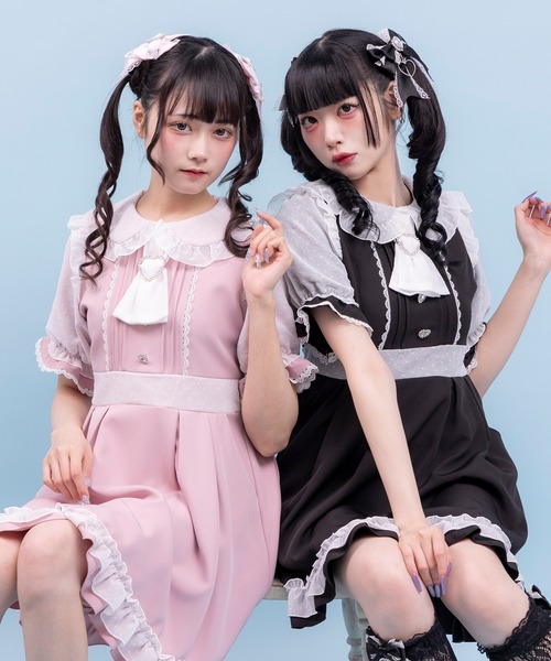DearMyLove(ディアマイラブ)の「ハートドットスカーフワンピース(ワンピース・レディース・ベビーピンク/ブラック×ホワイト/ブルーグレー・MEDIUM/LARGE/LL/3L)」の10枚目の写真