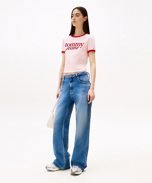 tommy jeans(トミー ジーンズ)の「スリムスクリプトリンガーTシャツ(Tシャツ/カットソー・レディース・ホワイト/ピンク・X-SMALL/SMALL/MEDIUM)」の6枚目の写真