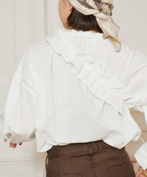 IENA - IENA  LA BOUCLE ブラウス IENA LA BOUCLE レースギャザーブラウス（シャツ／ブラウス