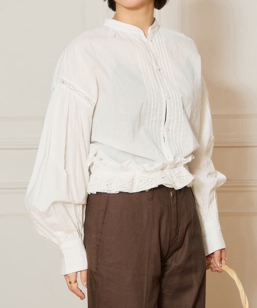 IENA イエナ　LA BOUCLE フリルプリーツブラウス IENA LA BOUCLE コットンフリルブラウス（シャツ/ブラウス