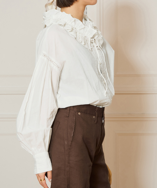 IENA LA BOUCLE コットンボイルフリルカラーマルチWAYブラウス