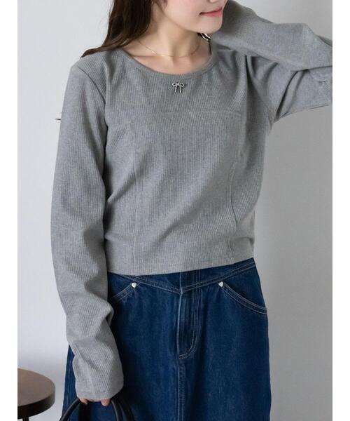 ehka sopo（エヘカソポ）の「リボンチャーム付きカットソー（Tシャツ/カットソー・レディース・ブラック/グレー/サックスブルー/キナリ・F）」の16枚目の写真