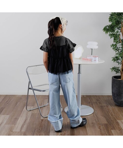 algy（アルジー）の「ロックT&チュールキャミセット（Tシャツ/カットソー・キッズ・チャコール/オフホワイト・SMALL/MEDIUM/X-SMALL/XX-SMALL）」の4枚目の写真