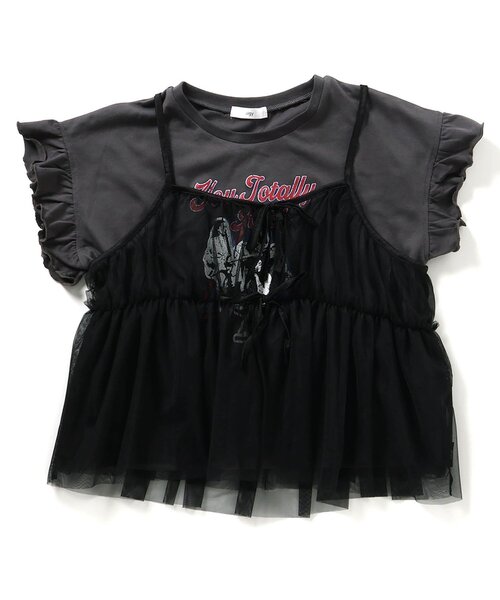 algy（アルジー）の「ロックT&チュールキャミセット（Tシャツ/カットソー・キッズ・チャコール/オフホワイト・SMALL/MEDIUM/X-SMALL/XX-SMALL）」の5枚目の写真