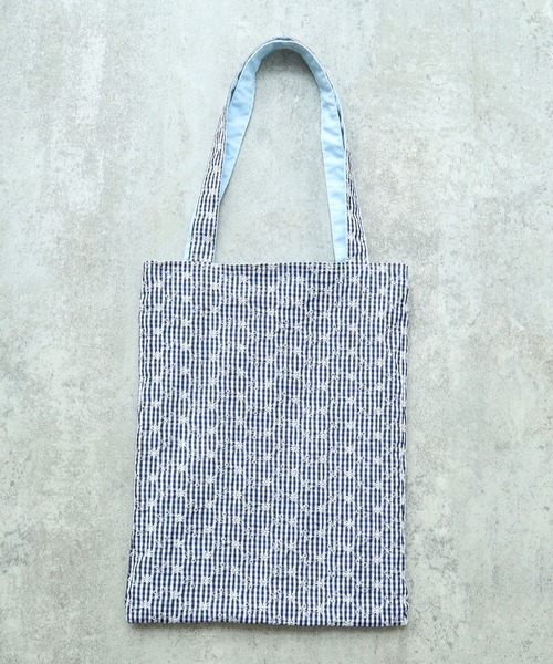 ハンガリー刺繍ギンガムチェックトートバッグ STYLEBLOCK トートバッグ ギンガムチェック柄トートバッグ