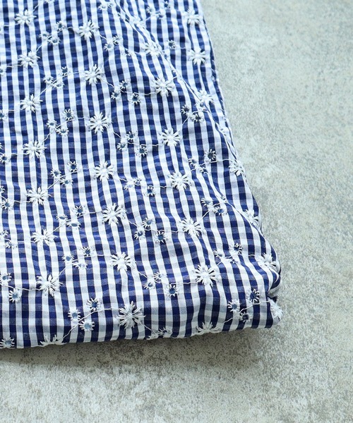 WEB別注】ギンガムチェック×お花刺繍 リバーシブルトートバッグ