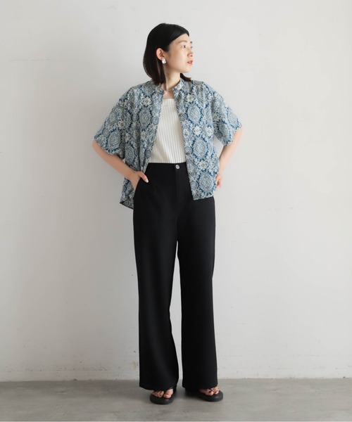 NOMBRE IMPAIR(ノンブルアンペール)の「TRシアサッカー ワイドフレアパンツ(その他パンツ・レディース・ブラック/ネイビー・SMALL/MEDIUM)」の7枚目の写真
